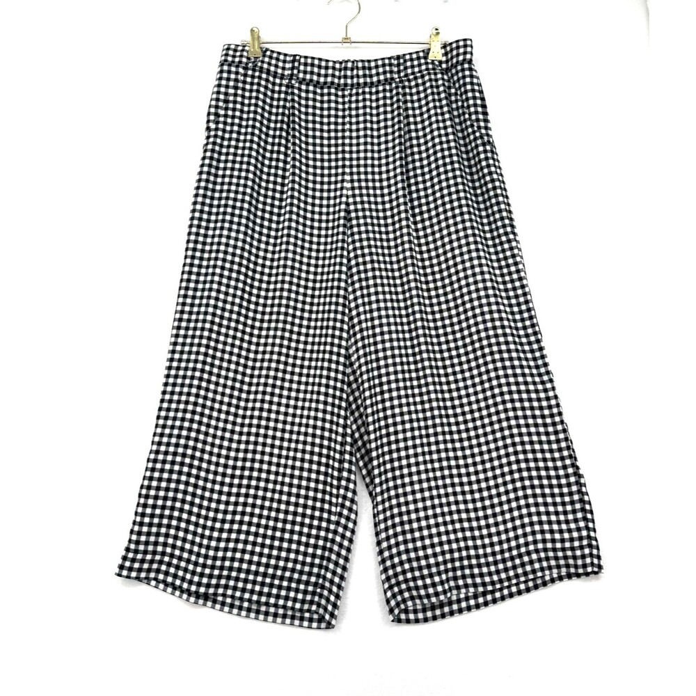 Studio JPR Gingham Wide Leg Pants Black White High Rise Cottagecore Cropped Sz L